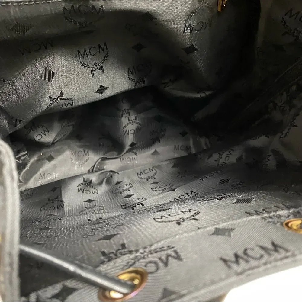 MCM Nylon Leather Backpack Black  Y0130